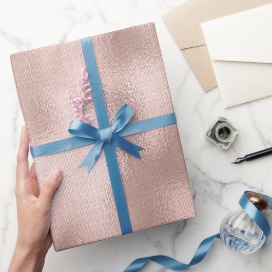 Pink Blush Roos Gouden Verjaardag Cadeaupapier (Geschenken)