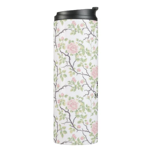 Pink Blush Rose Floral Thermosbeker (Gedraaid links)