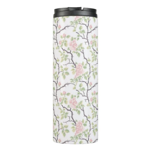 Pink Blush Rose Floral Thermosbeker (Achterkant)