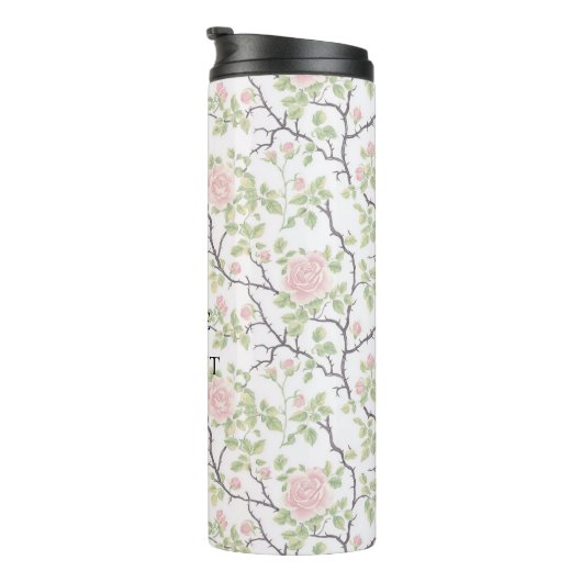 Pink Blush Rose Floral Thermosbeker (Geroteerd rechts)