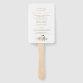 Pink Blush Rozen Floral Gold Wedding Programme Handwaaier (Achterkant)