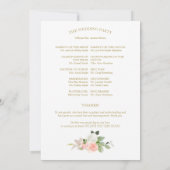 Pink Blush Rozen Floral Gold Wedding Programme Kaart (Achterkant)