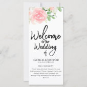Pink Blush Rozen Floral Waterverf Wedding Programm (Voorkant)
