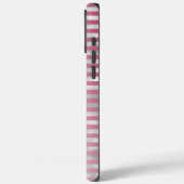 Pink Blush Silver Stripes Monogram Case-Mate iPhone Case (Achterkant / Links)