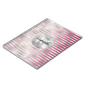 Pink Blush Silver Stripes Monogram Notitieboek (Linkerzijde)