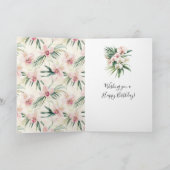 Pink Blush Stripes Orchid Sea Turtle Birthday Kaart (Binnen)