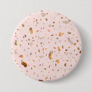 Pink Blush Terrazzo With Gold Copper Spots Ronde Button 7,6 Cm