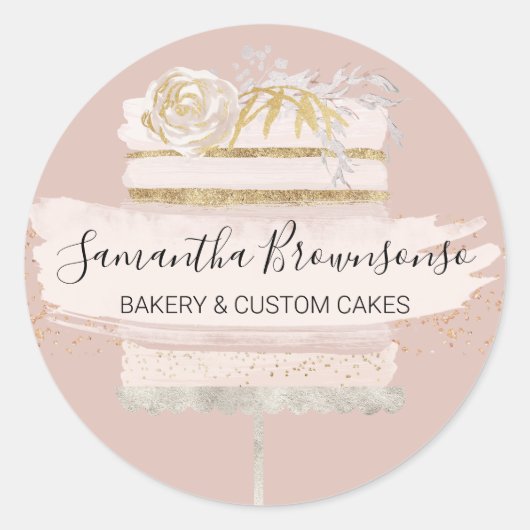 Pink Blush thuis bakkerij trouwtaart maker Ronde Sticker (Voorkant)