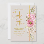 Pink Blush Waterverf Floral budget Weddenschap Kaart (Voorkant)