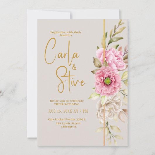 Pink Blush Waterverf Floral budget Weddenschap Kaart (Voorkant)