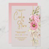 Pink Blush Waterverf Floral budget Weddenschap Kaart (Voorkant / Achterkant)