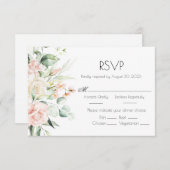 Pink Blush Waterverf Floral Elegant Wedding RSVP Kaartje (Voorkant / Achterkant)