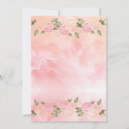 Pink Blush Waterverf Floral Kaart (Achterkant)