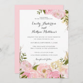 Pink Blush Waterverf Floral Weddenschap Kaart (Voorkant / Achterkant)