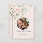 Pink Blush Waterverf Foto Floral Modern Wedding Save The Date (Voorkant / Achterkant)