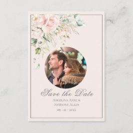 Pink Blush Waterverf Foto Floral Modern Wedding Save The Date