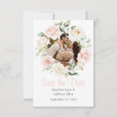 Pink Blush Waterverf Foto Floral Weddenschap Save The Date (Voorkant)