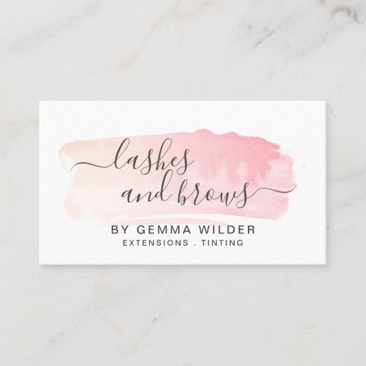 Pink Blush Waterverf Lash & Brow Services Visitekaartje (Voorkant)