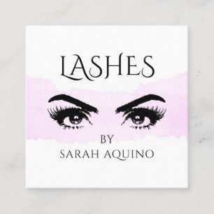 Pink Blush Waterverf Make-up Artist wimpers Vierkante Visitekaartje