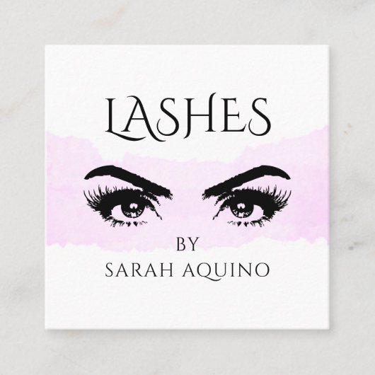 Pink Blush Waterverf Make-up Artist wimpers Vierkante Visitekaartje (Voorkant)