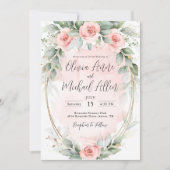Pink Blush Waterverf Rozen Elegant Wedding Kaart (Voorkant)