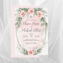 Pink Blush Waterverf Rozen Elegant Wedding