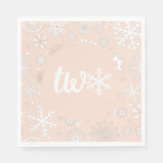 Pink Blush Winter Tweede Verjaardag Sneeuwvlok Servet