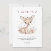 Pink Blush Woodland Deer Girl Baby Shower Bedankkaart (Voorkant)