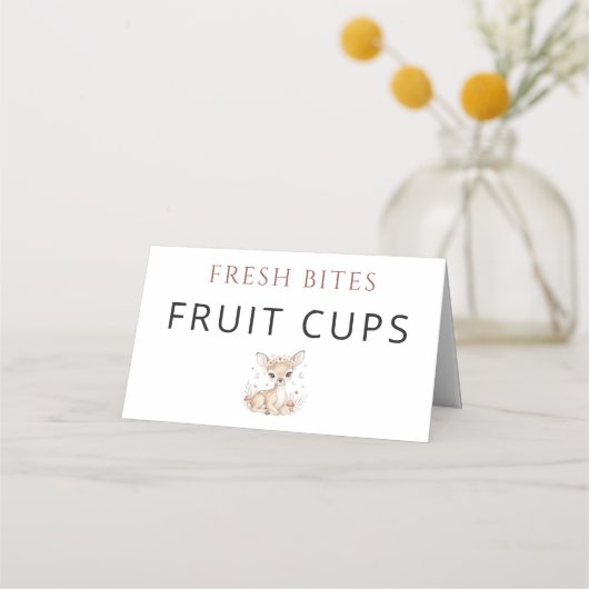 Pink Blush Woodland Deer Girl Baby Shower Fruit  Plaatskaartje (Achterkant)