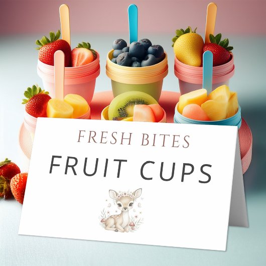 Pink Blush Woodland Deer Girl Baby Shower Fruit  Plaatskaartje