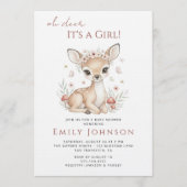 Pink Blush Woodland Deer Girl Baby Shower Kaart (Voorkant)