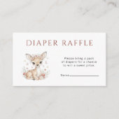 Pink Blush Woodland Deer Girl Diaper Raffle Informatiekaartje (Voorkant)