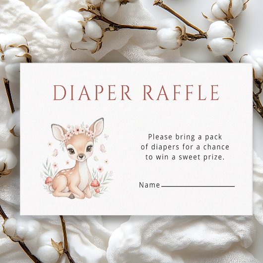 Pink Blush Woodland Deer Girl Diaper Raffle Informatiekaartje