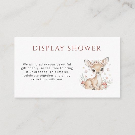Pink Blush Woodland Deer Girl Display Shower Informatiekaartje (Voorkant)