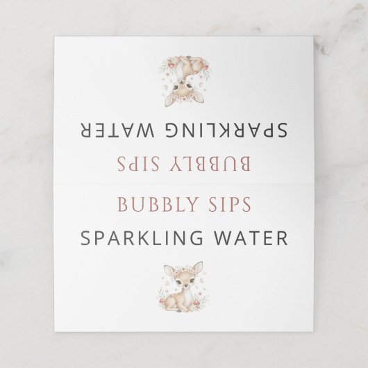 Pink Blush Woodland Deer Girl Sparkling Water Plaatskaartje (Buitenkant ongevouwen)