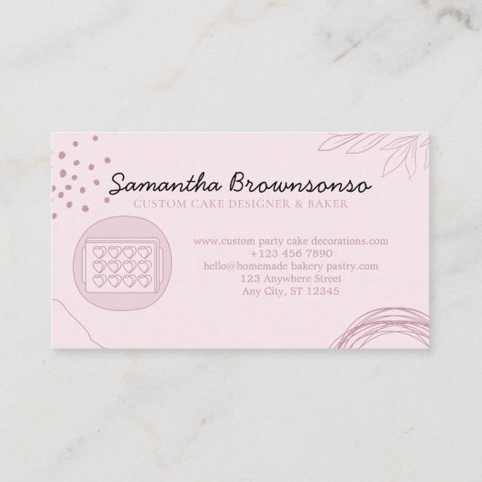 Pink Blush zelfgemaakte hartkoekjes Visitekaartje (Achterkant)