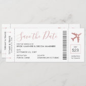 Pink Boarding Pass Plane Ticket Save Aankondiging (Voorkant / Achterkant)