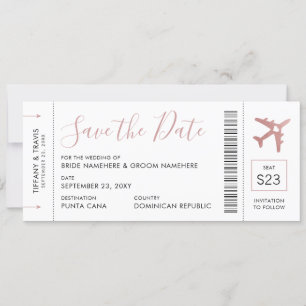 Pink Boarding Pass Plane Ticket Save Aankondiging