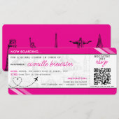 Pink Boarding Pass-Vrijgezellenfeest Kaart (Voorkant / Achterkant)