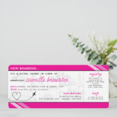 Pink Boarding Pass-Vrijgezellenfeest Kaart (Staand voorkant)
