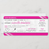 Pink Boarding Pass-Vrijgezellenfeest Kaart (Voorkant)