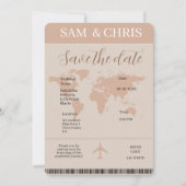 Pink Boarding Pass Wedding Invitation Map Feestdagenkaart (Voorkant)