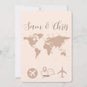 Pink Boarding Pass Wedding Invitation Map Feestdagenkaart (Achterkant)