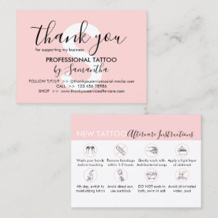 Pink Body Nazorg Instructies Tattoo Bedankt Visitekaartje