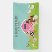 PINK BOERDERIJ PARTIJ INVITATIE SPANDOEK (Verticaal)