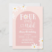 Pink Boho Arch Daisy Fourever Wild Verjaardag Kaart (Voorkant)