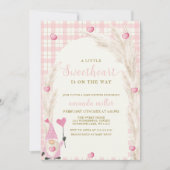Pink Boho Arch Gingham Sweetheart Baby shower Kaart (Voorkant)