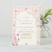 Pink Boho Arch Gingham Sweetheart Baby shower Kaart (Staand voorkant)