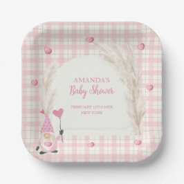 Pink Boho Arch Gingham Sweetheart Baby shower Papieren Bordje
