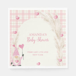 Pink Boho Arch Gingham Sweetheart Baby shower Servet